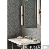 Abstract Leaf Metallic Slate by Schumacher Modern Abstract Wallpaper – Schumacher 5007534