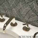 Abstract Leaf Metallic Slate by Schumacher Modern Abstract Wallpaper – Schumacher 5007534