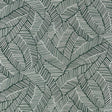 Abstract leaf patterned wallpaper in metallic slate, shown in a modern bathroom setting by Schumacher.