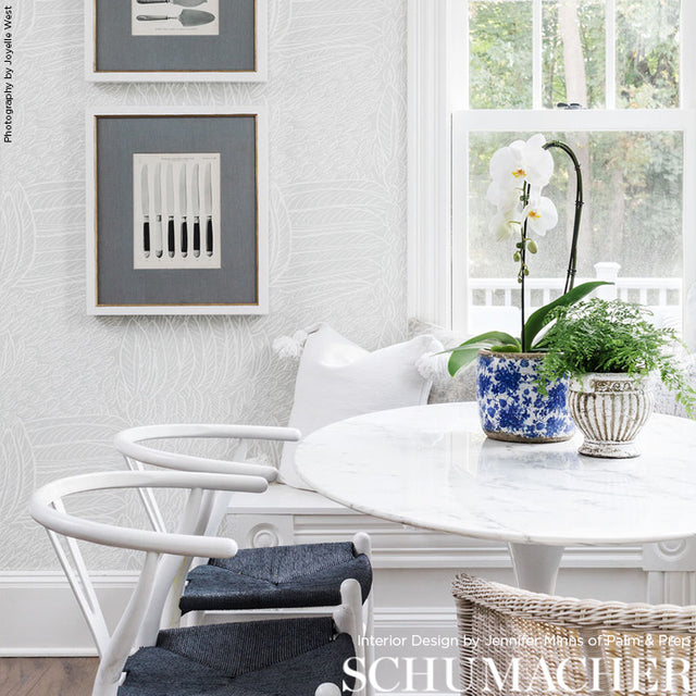 Featherfest Smoke by Schumacher Graphic Feather Wallpaper – Schumacher 5007560