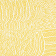 FEATHERFEST wallpaper in citron yellow with a graphic feather pattern, shown in a bathroom interior by Schumacher.