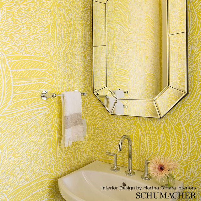 Featherfest Marine by Schumacher Graphic Feather Wallpaper – Schumacher 5007565