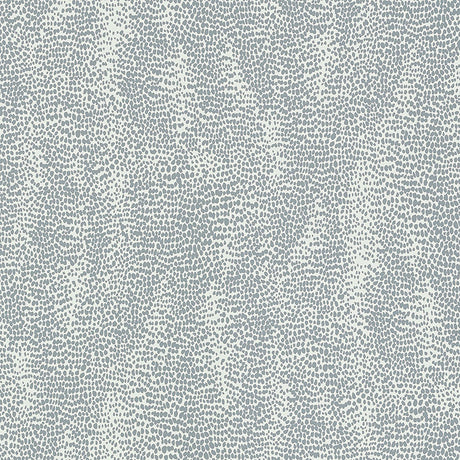 Drizzle Dove wallpaper by Schumacher, a subtle dotted pattern in soft grey and white, shown in detail and installed in a modern interior.