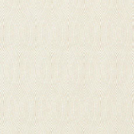 Bark wallpaper in a natural colorway featuring graphic concentric ogee wood grain patterns by Schumacher.
