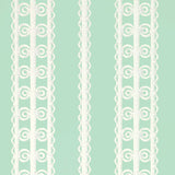 Wicker Stripe wallpaper in Lovely Day by Schumacher, featuring a whimsical stripe pattern with a lacy, wicker-inspired design in a fresh pastel colorway.