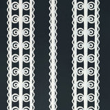 Wicker Stripe wallpaper in Licorice by Schumacher, featuring a bold vertical stripe pattern with a lace-like motif.