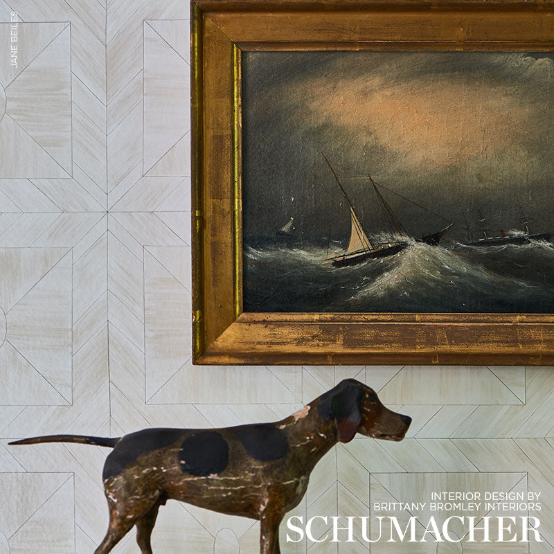 Bone Frame Natural by Celerie Kemble Geometric Bone Inlay Wallpaper – Schumacher 5007730