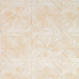 Bone Frame wallpaper in Natural by Celerie Kemble for Schumacher, featuring a geometric bone inlay-inspired pattern in neutral tones.