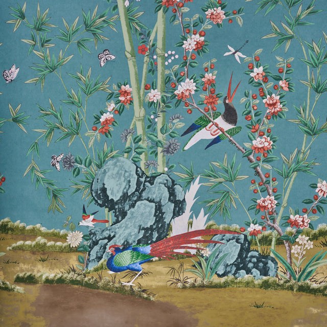 Brighton Pavilion Panel Multi by Miles Redd Scenic Botanical Wallpaper Panel – Schumacher 5007740