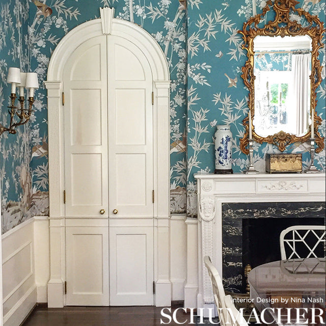 Brighton Pavilion Panel Peacock by Miles Redd Scenic Wallpaper – Schumacher 5007741