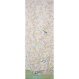 Brighton Pavilion Panel wallpaper in alabaster by Miles Redd for Schumacher, featuring birds, bamboo, and floral motifs in a scenic Chinoiserie style.