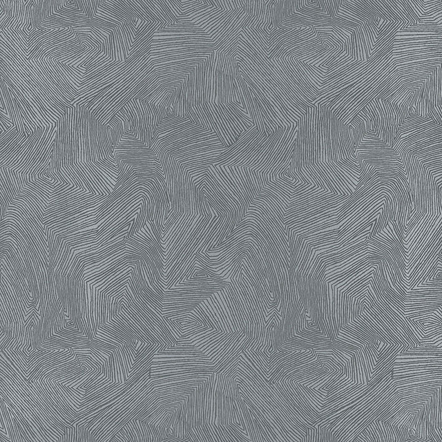 Labyrinth Metallic wallpaper in Mercury by Schumacher, featuring a striking combination of curves and angles in a metallic finish.