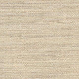 Burnished Raffia wallpaper in Burnished Ivory by Schumacher, featuring layered natural raffia strips with a shimmery metallic finish.