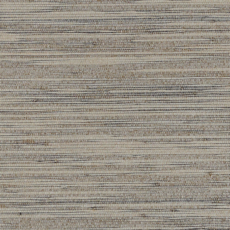 Burnished Raffia wallpaper in Burnished Silver by Schumacher, featuring layered natural raffia strips with a shimmery metallic finish.