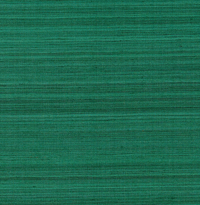 Shaded Silk Emerald green fabric wallcovering by Schumacher, featuring a striated silk texture.