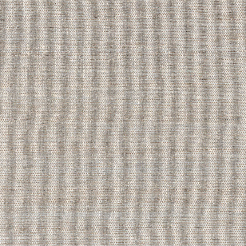 Close-up of Schumacher Hemp Shimmer Silver Shimmer wallpaper with a natural hemp texture and subtle metallic sheen.