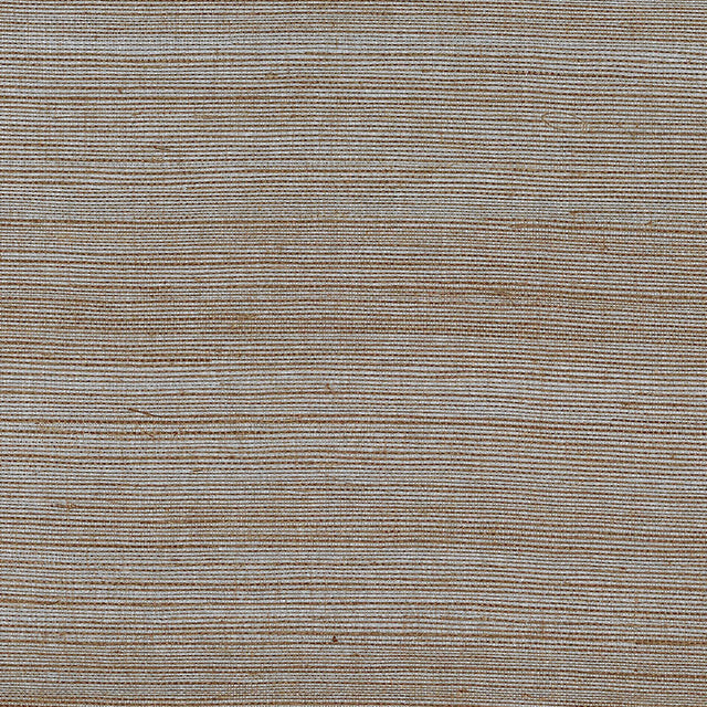 Close-up of Schumacher Hemp Shimmer wallpaper in Cocoa Shimmer, showing natural hemp texture with a subtle metallic sheen.