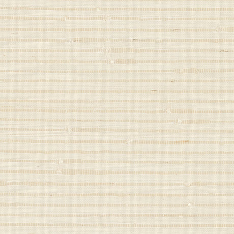 Banded Grasscloth wallpaper in cream with horizontal artisanal stripes and natural woven texture by Schumacher.