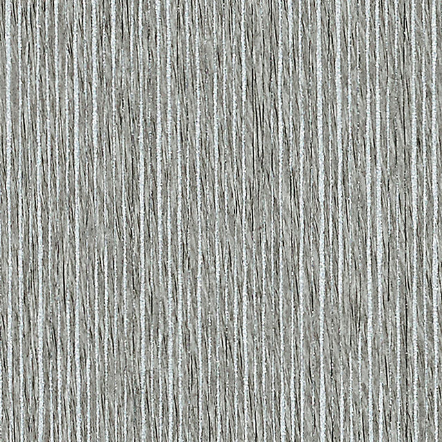 Corded Stripe wallpaper in grey with thin vertical paper strips layered on a metallic ground, by Schumacher.