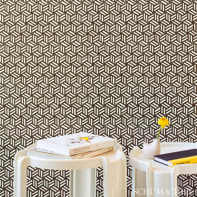 TUMBLING BLOCKS Greige by Schumacher Geometric Wallpaper – Schumacher 5007960