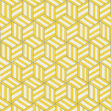TUMBLING BLOCKS wallpaper in citron yellow by Schumacher, geometric hand-drawn pattern by Miles Redd