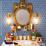 TUMBLING BLOCKS Cobalt Blue Geometric Wallpaper by Schumacher – 5007962