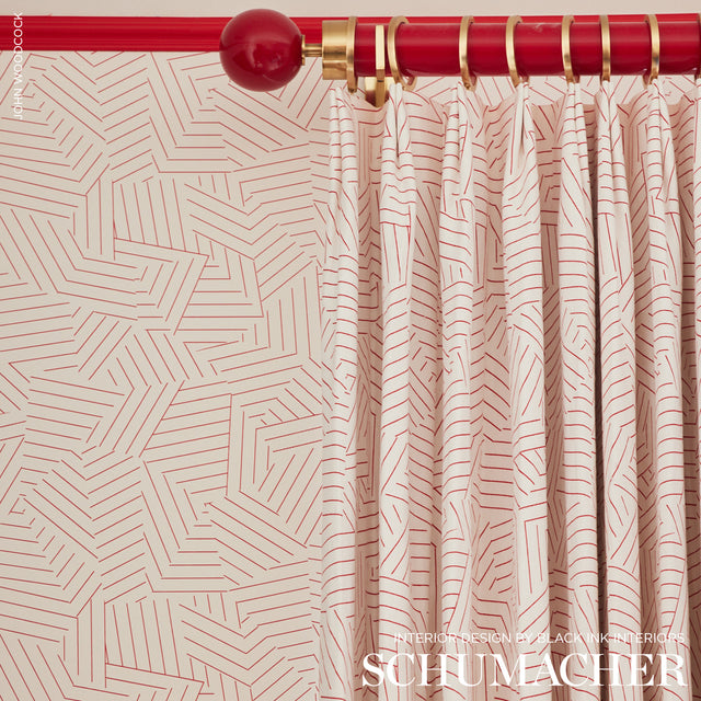 Deconstructed Stripe Red by Schumacher Miles Redd Collection Modern Geometric Wallpaper – Schumacher 5007971