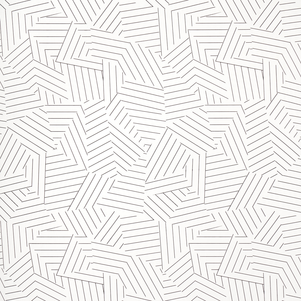 Deconstructed Stripe wallpaper by Schumacher in black and white, featuring a modern geometric stripe pattern designed by Miles Redd.