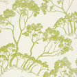 Green leafy tree sketch pattern wallpaper, Schumacher TIMBER! in Leaf colorway, nature-inspired wallcovering.