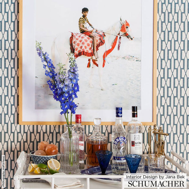 Belvedere Lilac Trellis Geometric Wallpaper by Schumacher – Veere Grenney 5007990