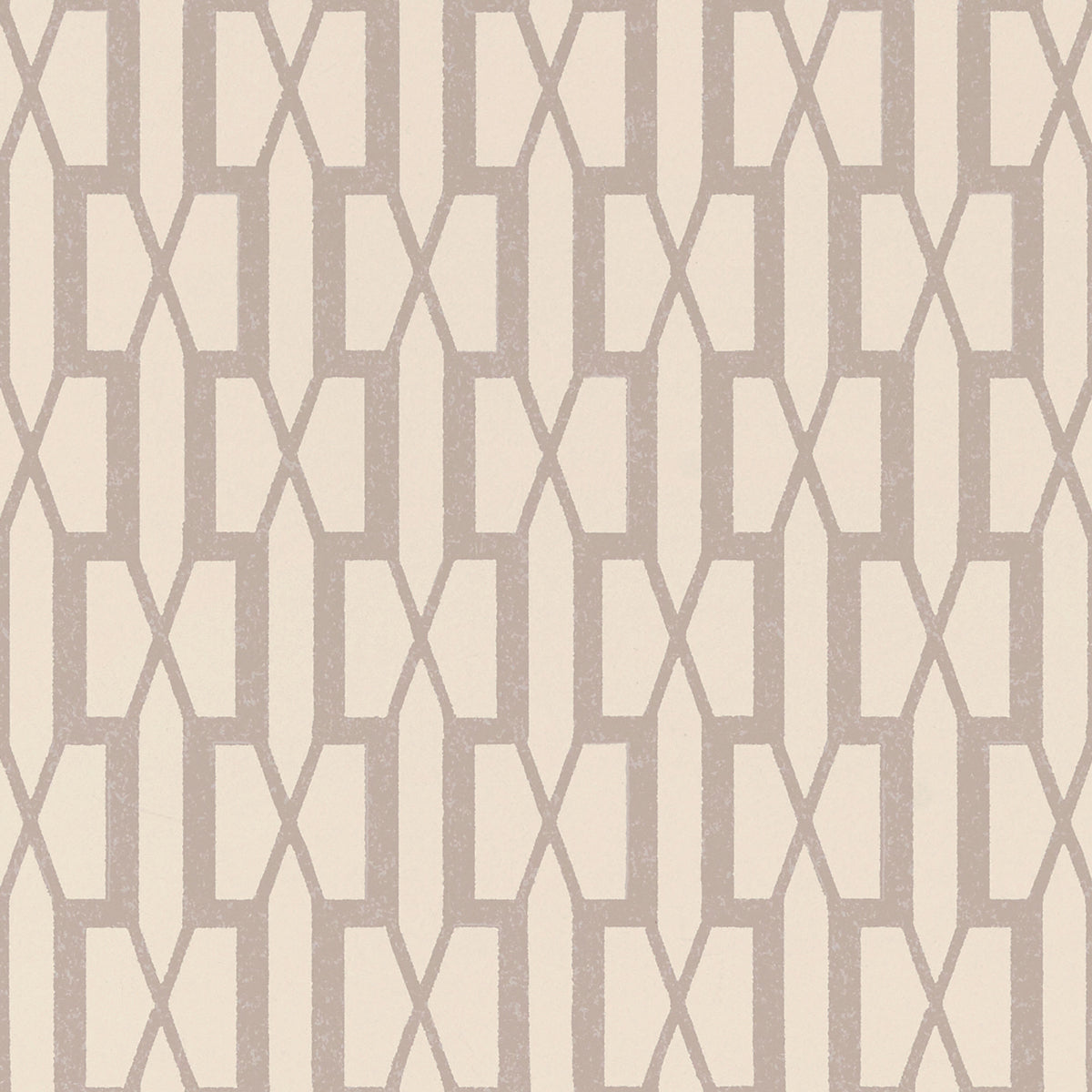 Belvedere Lilac Trellis Geometric Wallpaper by Schumacher, designed by Veere Grenney, shown in a styled interior and close-up pattern view.