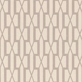 Belvedere Lilac Trellis Geometric Wallpaper by Schumacher, designed by Veere Grenney, shown in a styled interior and close-up pattern view.