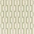 Belvedere Sage geometric trellis wallpaper by Schumacher, designed by Veere Grenney, shown in a styled interior and close-up pattern view.
