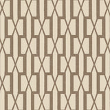 Belvedere wallpaper in Berber Brown by Veere Grenney for Schumacher, featuring a modern trellis geometric pattern.