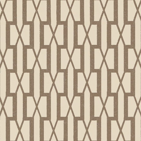 Belvedere wallpaper in Berber Brown by Veere Grenney for Schumacher, featuring a modern trellis geometric pattern.