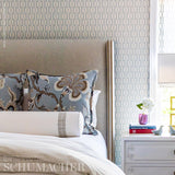Belvedere Sky by Veere Grenney Geometric Trellis Wallpaper – Schumacher 5007997