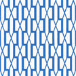 Belvedere wallpaper in Sea by Veere Grenney for Schumacher, featuring a blue and white trellis geometric pattern.