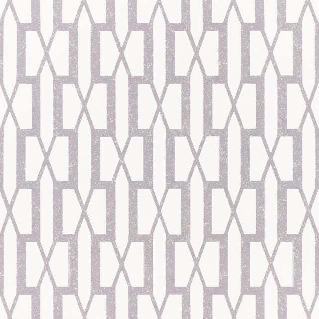 Belvedere wallpaper in grey by Veere Grenney for Schumacher, featuring a modern trellis geometric pattern.