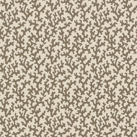 FOLLY wallpaper in Berber Brown by Veere Grenney for Schumacher, allover coral-like pattern.