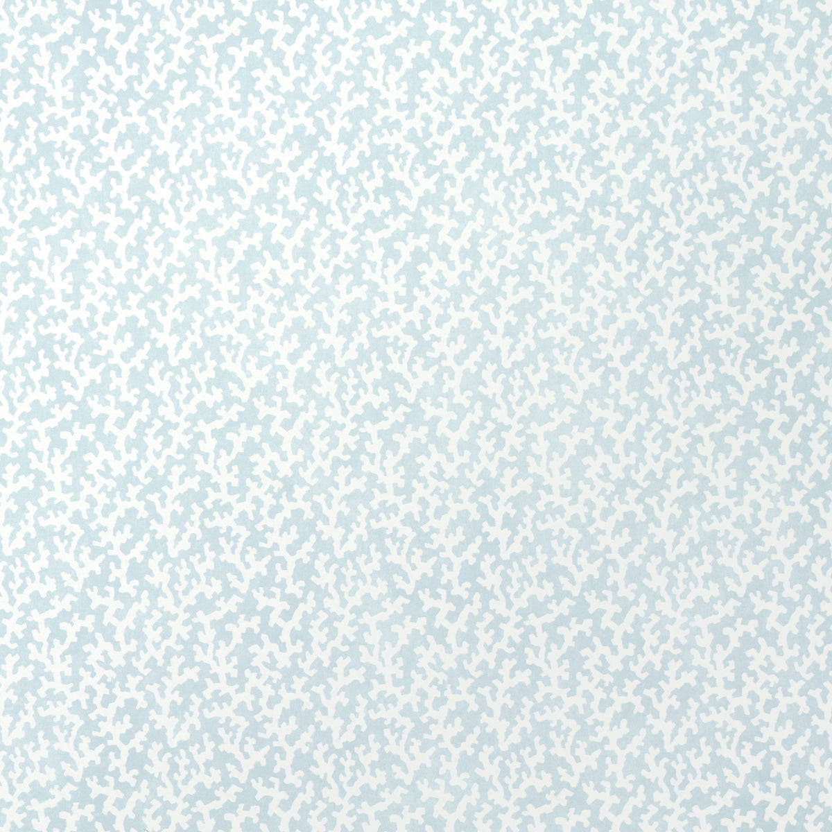 FOLLY Sky by Veere Grenney for Schumacher, coral-inspired blue and white wallpaper in a bathroom setting