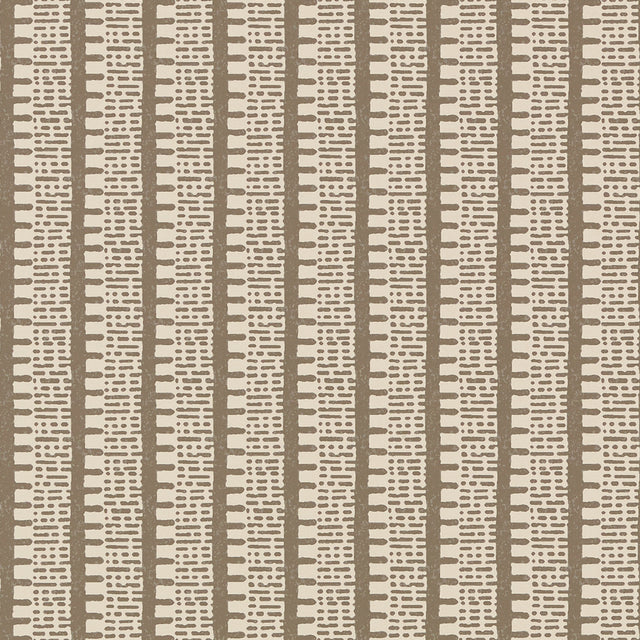 KIOSK Berber Brown by Veere Grenney for Schumacher - Modern graphic stripe wallcovering in brown and beige.