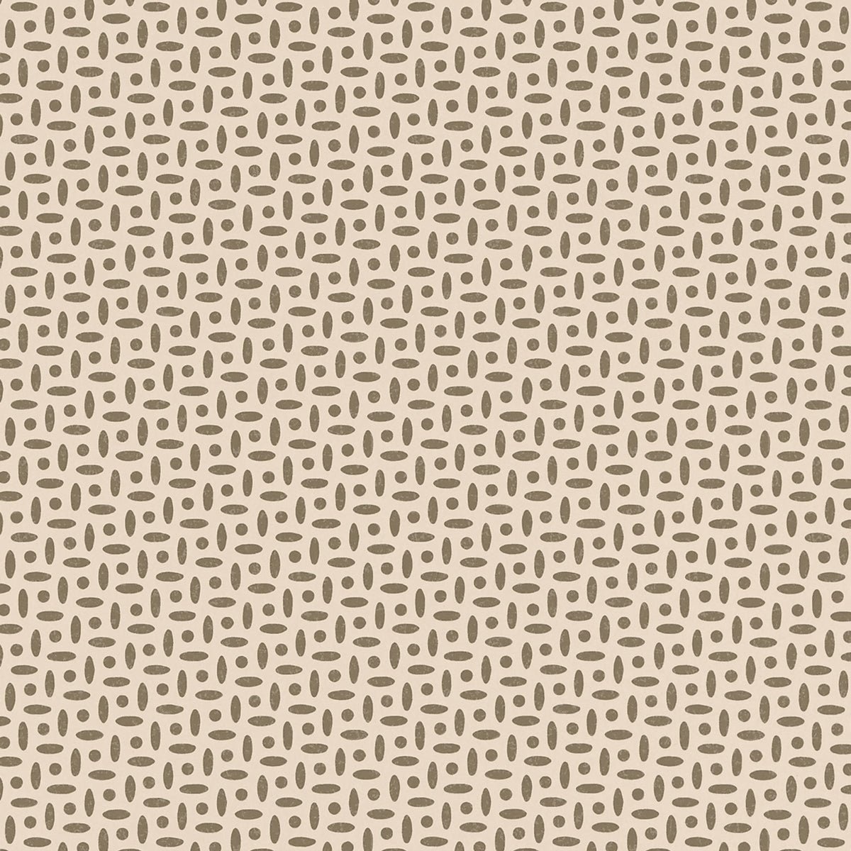 Berrydown wallpaper in Berber Brown by Veere Grenney for Schumacher, small-scale hand-blocked print with geometric pattern.