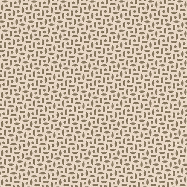 Berrydown wallpaper in Berber Brown by Veere Grenney for Schumacher, small-scale hand-blocked print with geometric pattern.
