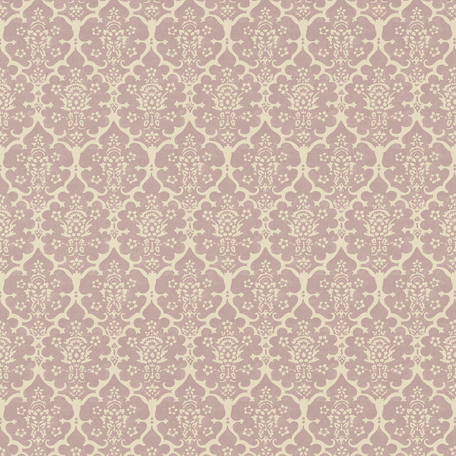 Burley Lilac by Veere Grenney, a charming floral lattice wallpaper with hand-blocked pattern from Schumacher.