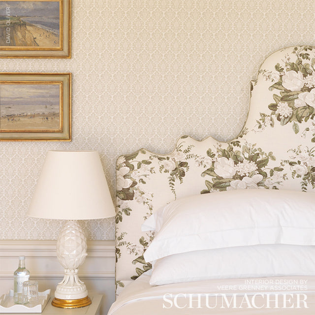 Burley Sage by Veere Grenney Floral Lattice Wallpaper – Schumacher 5008033