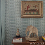 Burley Berber Brown by Veere Grenney Floral Lattice Wallpaper – Schumacher 5008036