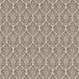 Burley wallpaper in Berber Brown by Veere Grenney for Schumacher, a floral lattice hand-blocked design.