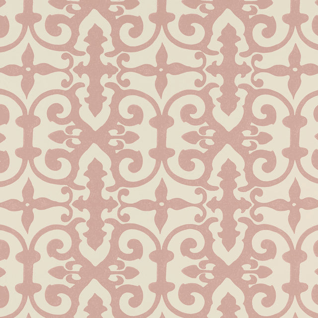 Ferne Park intricate pink and cream decorative wallcovering by Veere Grenney for Schumacher