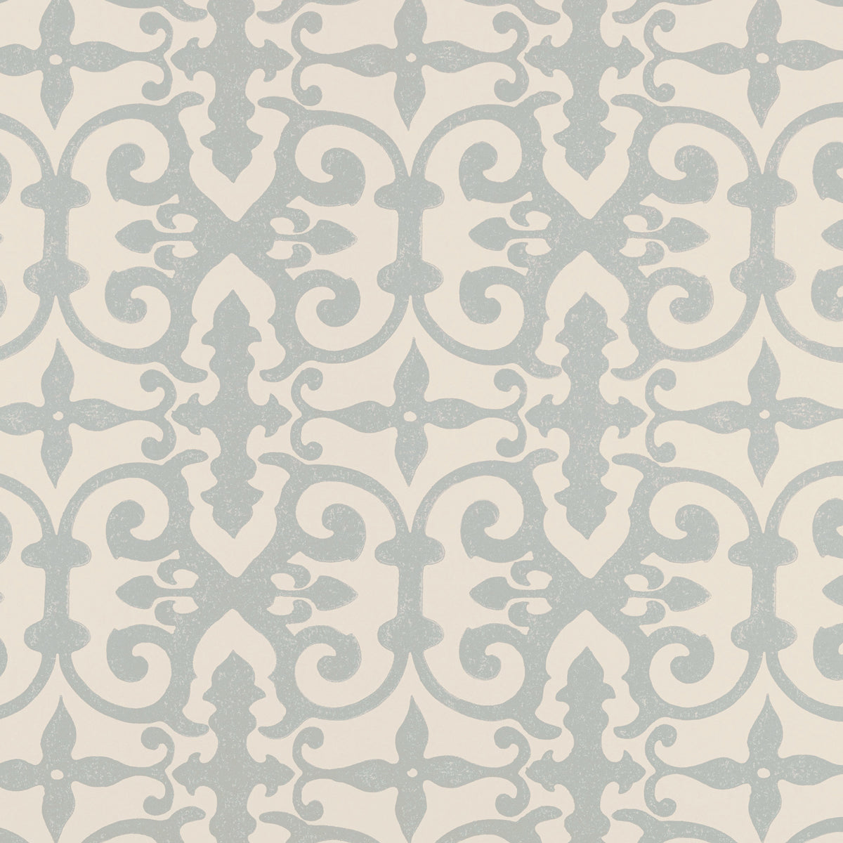 Ferne Park Orpington Blue intricate decorative wallpaper by Schumacher, designed by Veere Grenney