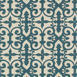 Ferne Park intricate decorative peacock blue wallcovering by Schumacher, designed by Veere Grenney
